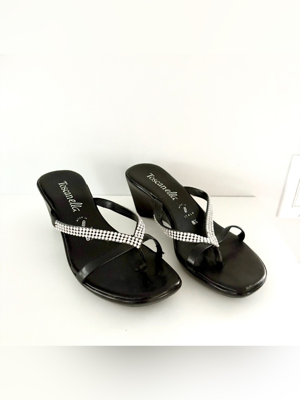 Toscanella Bedazzled Sleek Wedge Sandals Heels